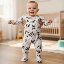 4-Piece Baby Suede Animal Romper Kit With Zipper For Boys And Girls - Blue - View 7