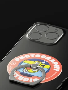 1pc Customizable Round Photo Frame Phone Holder For Personal, Couple, Pet, Family, And Friends