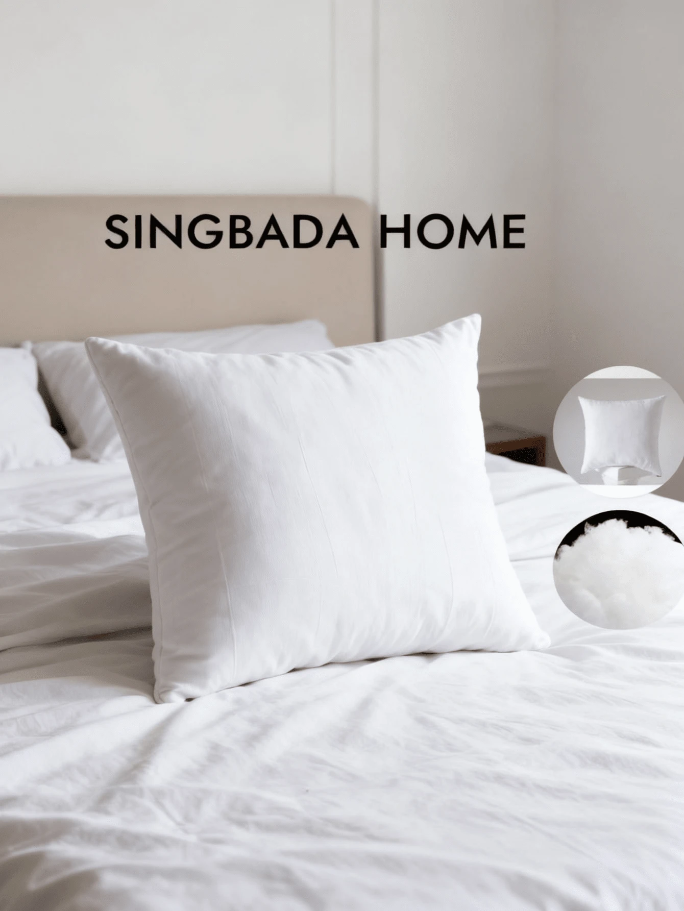 100% Micro Polyester Throw Pillow – 45*45cm – 400g – Made In Turkey – Soft & Durable Cushion - White - View 1