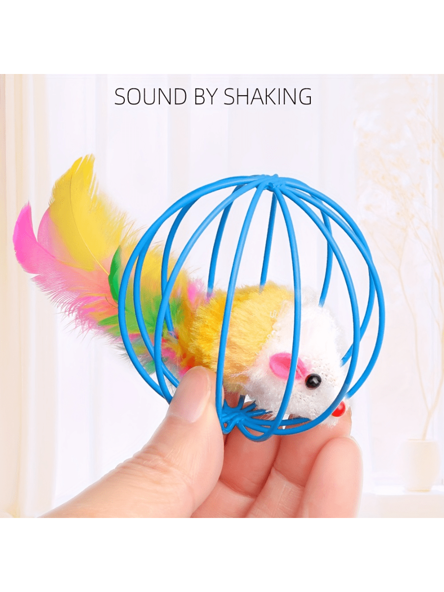 Cat Self-Entertainment Toy, Plush & Wire Material Small Cat Toy For Boredom Relief, Compact & Easy To Store Interactive Cat Teaser