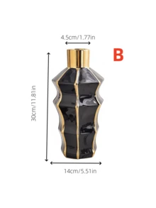 1 pieza Jarrón largo de estilo de arte moderno con borde dorado, adecuado para colocar flores frescas y secas en escritorios de oficina. Es un jarrón decorativo para entradas de salas de estar, salones de té y escritorios de estudio.