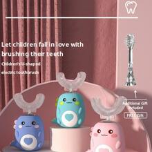U型电动牙刷，3种模式，卡通恐龙设计，360°清洁，IPX7级防水 - 粉色 - 查看 10