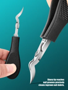1 件黑色弧形指甲钳，超锋利耐用趾甲钳，适用于厚指甲和嵌甲，手工不锈钢指甲修剪器，适合男士、女士、老年人，弧形刀片