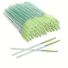 Disposable Eyelash Brushes,50pcs/100pcs/500pcs Eye Brow Spoolie Castor Oil Brush Mascara Wands Cosmetic Makeup Tools(Crystal) - Multicolor - View 3