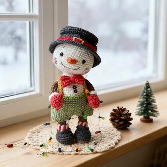 1pc/Set - Cute Winter Snowman Boy Crochet Kit For Beginners - Amigurumi Crochet Kit For Adults DIY - Animal Crochet Kit For Beginners - Includes All Necessary Crochet Supplies - Includes Printed Basic Instructions In English - Comes In Beautiful Packaging - Great For Birthday, Couples, Halloween/Christmas Gifts, Creative Gifts, Desk Decor