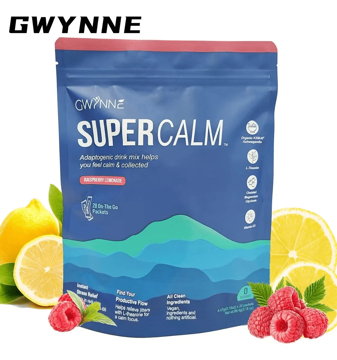 Gwynne Supercalm bebida en polvo nutricional 20 unidades suplemento relajante nutrición bienestar saludable fácil disolver vitaminas minerales descanso sueño manejable paquete práctico - Otros - Ver 1