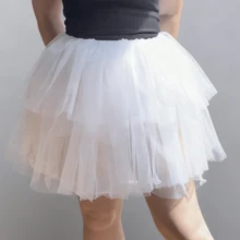 1 pièce Jupon sans os de couleur unie blanc/noir/bleu/rouge rose/bleu marine de 38 cm de long, jupe Lolita en tulle doux de 38 cm, convient pour Lolita, toutes les saisons, anniversaire, mariage. Accessoires pour la Saint-Valentin - A - Voir 5