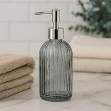 Blue Glass Liquid Dispenser 420ml Bathroom Sink Hygiene Soap Alcohol - Trong suốt - Xem 1