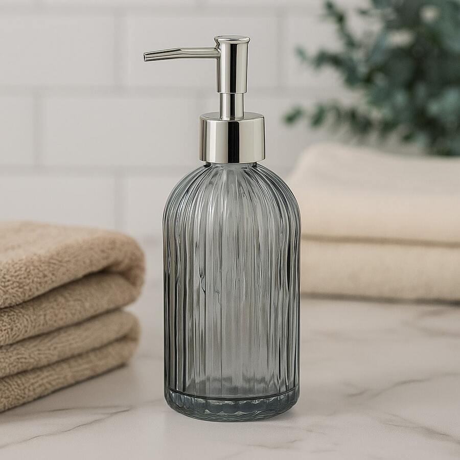 Blue Glass Liquid Dispenser 420ml Bathroom Sink Hygiene Soap Alcohol - Trong suốt - Xem 1