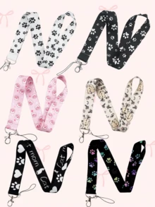 1 件可爱猫爪图案颈绳/黑白猫爪图案颈绳/可爱猫爪颈绳/粉色猫爪颈绳，适用于手机挂绳、游戏机、相机挂绳、证件挂绳、通行证、交通卡、工作证、场地证书、音乐会、鸡尾酒会等。非常适合男朋友、女朋友