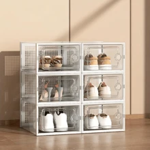 6/12/24pcs Thickened Transparent Shoe Boxes With Lid, Foldable Stackable Free Combination Shoe Rack, Plastic Sneaker Container, Space Saving Storage Organizer For Entryway, Bedroom, Home, Dorm - 白色 - 查看 9