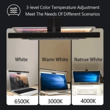 LED Screen Hanging Light-Eye-Care, Adjustable-Computer Monitor Screen Light Bar-USB Powered Desk Dimming Reading Lamp - 黑色 - 查看 6