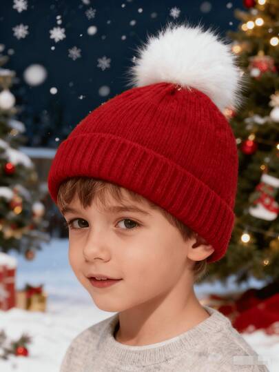 1pc Baby Knit Hat, Autumn/Winter Outdoor Cap, Holiday Gift Hat, Outdoor Windproof, Soft & Comfortable To Wear