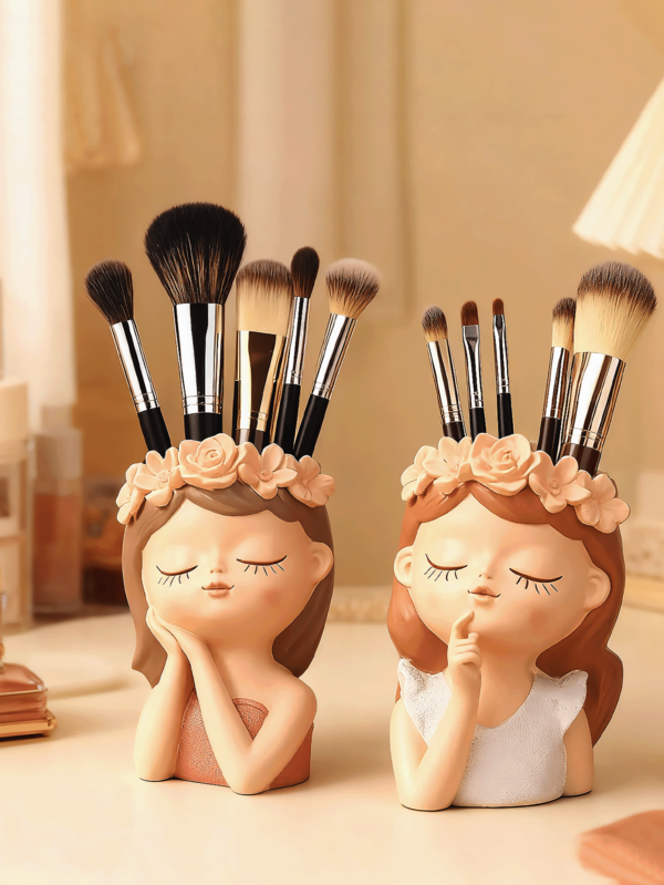 1pc Girls Makeup Brush Holder Storage Box Multi-Function Powder Brush Tweezers, Desktop Organizing Tools Suitable For Simple Nail Salon Home Decoration, It Is An Ideal Gift For Christmas, Valentine's Day, New Year And Other Festivals. A Gift For Friends,For Holiday Beach, Bathroom Collection, Bedroom Collection, Large Capacity