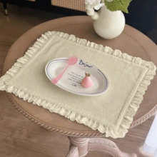 1/6/30 件韩国 Ins 风格米色心形蕾丝小餐巾，多用途防尘布，适用于食物摄影