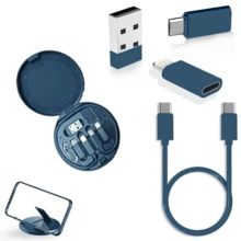 Caja organizadora de cables de datos multifunción 5 en 1, cable de datos de carga rápida - Negro - Ver 2