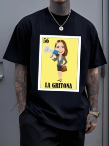 Camiseta para hombre con diseño divertido de 'La Gritona' Estilo casual y cómodo,ideal para expresar tu personalidad con un toque de humor. - Negro - Ver 6