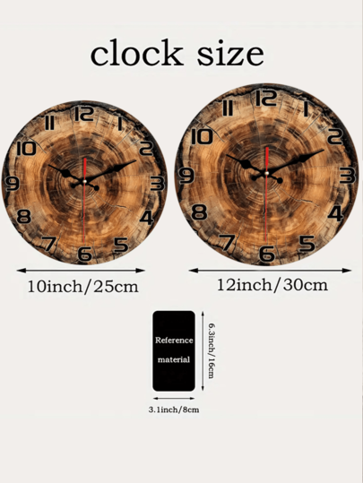 Silent Non Ticking Wand Klok Tree Trunk Section 10"/12" Round Wooden ative Bedroom, Living Room, Dining Hallway, Study Battery Operated, Bedroom Clock, Natural Wood Finish, Construction, Home Minimalist High Quality Craftsmanship, ator view 6