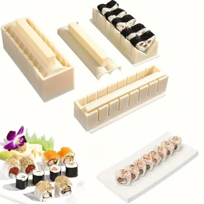 3 pièces set de moules à sushi carrés, ronds et en forme de cœur, moules à sushi réutilisables, faciles à nettoyer, convenant pour les rouleaux d'algues, de riz, accessoires de cuisine, moules à rouleaux de sushi, accessoires de bento, accessoires de cuisine professionnels