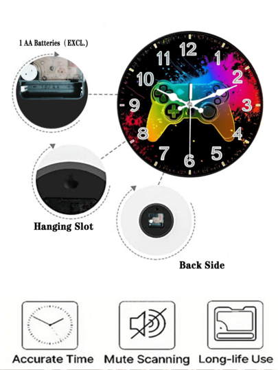 Retro Gamer Silent Wood Wand Klok 10 12 Inch Round, Farmho Non Tickling, Battery Operated Perfect Game Room St. Patrick's Day Mother's Home view 5