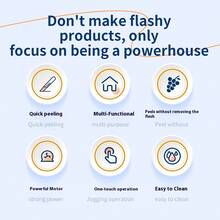 قشارة الفاكهة والخضروات الكهربائية الأوتوماتيكية، تشغيل بلمسة واحدة، إيقاف تلقائي - بلاستيك ثقيل، تصميم شفرة منحنية، تقشير سريع وفعال - مناسبة لمطابخ المنزل، الفواكه الصغيرة، البطاطس، الجزر، التفاح، الشمندر - هدية عيد مثالية (قشارة أوتوماتيكية) - مدمجة وسهلة الاستخدام، مناسبة لمختلف الفواكه والخضروات في المنزل