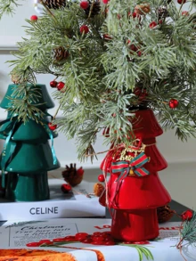 Vază de Crăciun pentru desktop, decor de Crăciun, atmosferă de sărbătoare, vază de Crăciun ceramică creativă, cu pantofi roșii, pentru decorarea dulapului TV în sufragerie - Multicolor - Vizualizare 4