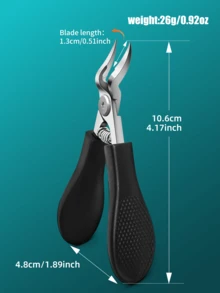 1 件黑色弧形指甲钳，超锋利耐用趾甲钳，适用于厚指甲和嵌甲，手工不锈钢指甲修剪器，适合男士、女士、老年人，弧形刀片