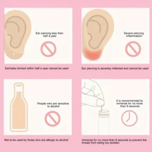 60pcs Peach Scented Ear Piercing Cleaning Solution, Ear Care & Earwax Removal Liquid, Keeps Ear Canal Fresh And Prevents Blockage - Multicolor - View 10