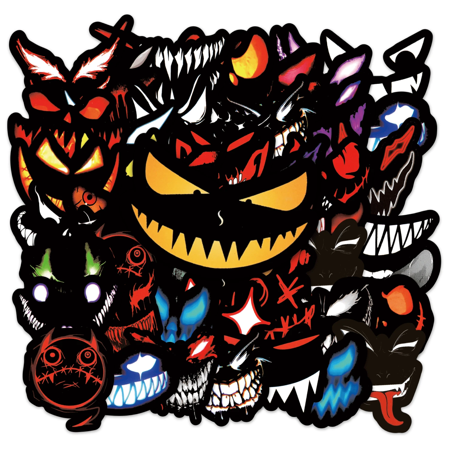 Horror Mask Face - Zestaw naklejek - 50 niepowtarzalnych naklejek, odpowiednich do planerów, pamiętników, laptopów, dekoracji butelek z wodą i prezentów rękodzielniczych