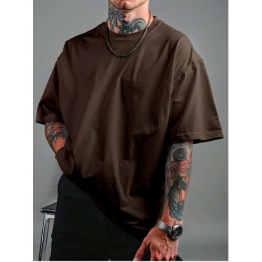 Fashion T-Shirt Streetwear Shirt Plain Premium Summer Winter Oversized T-Shirt Stylish Cotton - Rỉ Nâu - Xem 1