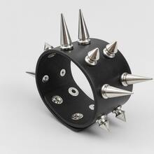 Spike Scene Rock Silver Punk Rock Bracelet - màu đen - Xem 3