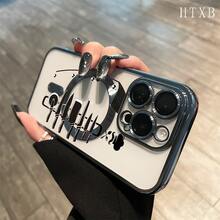 Teléfono con diseño de cuchillo negro, lente integral, acabado electrochapado magnético. Compatible con carga inalámbrica magnética y compatible con phone 16 Pro Max, 16, 15 Pro, 14, 14 Plus/14 Pro Max, 13, 13 Pro, 12 Pro, 11/11 Pro y la serie Pro. Es un excelente teléfono para amigos, cumpleaños y festividades. - Negro - Ver 6