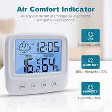 1pc Smart Comfort Indicator Digital Hygrometer, LCD Room Thermometer With Humidity Display, Battery-Powered Plastic Indoor Climate Monitor - Multicolor - View 1