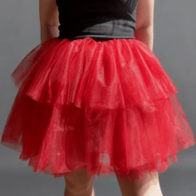 1 pièce Jupon sans os de couleur unie blanc/noir/bleu/rouge rose/bleu marine de 38 cm de long, jupe Lolita en tulle doux de 38 cm, convient pour Lolita, toutes les saisons, anniversaire, mariage. Accessoires pour la Saint-Valentin - A - Voir 7