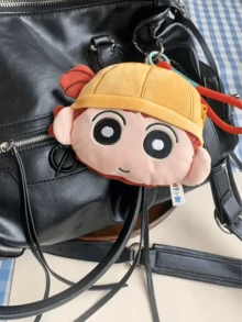 Crayon Shin-Chan Nene Themed Plush Coin Purse - Stylish & Functional Design With Shin-Chan Face & Zipper Closure, Keep Your Coins, Cards, And Small Items Organized , A Stylish & Functional Accessory For Everyday Use - Nini - View 3