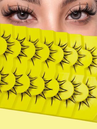 7pairs Manga Little Devil Fake Eyelashes European And American Style Whole Eyelashes Sweet And Cool Natural Handmade Internet Famous Fairy