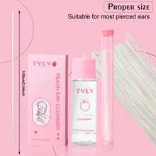 60pcs Peach Scented Ear Piercing Cleaning Solution, Ear Care & Earwax Removal Liquid, Keeps Ear Canal Fresh And Prevents Blockage - Multicolor - View 5