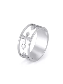 1PC 18K Gold/Silver Plated Cross Ring, Stainless Steel Hollow Cross Ring, Personalized Ring, Christian Gift, Baptism Gift, Friend Gift, Mother Gift, Youth Jewelry,Waterproof And Non Fading