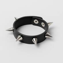 Spike Scene Rock Bracelet Silver Rock 1 Row - 黑色 - 查看 3