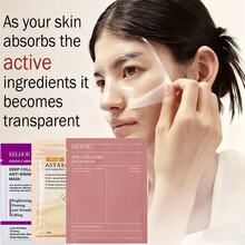 EELHOE 12pcs Hydrating Sheet Mask, Portable For Travel - Ideal Gift For Christmas NValentines Day, Mother'S Day, Birthdays, 4pcs Per Type ( Collagen Essence, Astaxanthin, Bio-Collagen Moisturizing Mask) - 彩色 - 查看 3