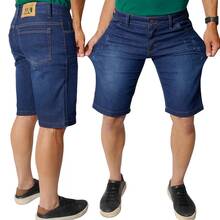 Kit 3 Men's Bermuda Jeans With Elastane Cheap Direct From The Factory Sizes 36 To 56 - 藍色 - 查看 3