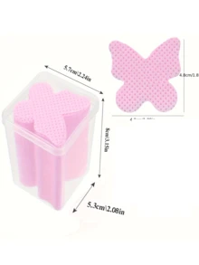 2000/1000/200片装指甲清洁湿巾 - 专业无绒指甲油卸除棉片，UV凝胶清洁纸巾，无香型美甲准备和完成清洁工具（粉色蝴蝶形） 指甲用品 指甲贴 - 粉色 - 查看 5