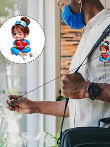 Giá đỡ thẻ ID y tá nữ phẳng 2D bằng acrylic - Cuộn dây đeo thẻ có thể thu gọn, thẻ bền, phù hợp cho sinh viên y khoa và y tá đang hành nghề - Chất liệu PMMA bền, dùng cho thẻ ID nơi làm việc, kẹp thẻ y tế | Thiết kế vui nhộn | Chất liệu acrylic bền, phụ kiện y tá, quà tặng tựu trường, quà tặng giáo viên - Nhiều màu - Xem 5