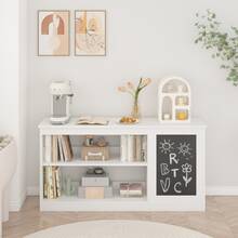 3-In-1 Kids Bookshelf And Toy Storage Cabinet With Chalkboard 2 Tier Wooden Bookshelf With Storage Cabinets For Living Room, Home Office, Library Modern White Organizer For Playroom - 3-in-1 Kids Bookshelf White - View 3