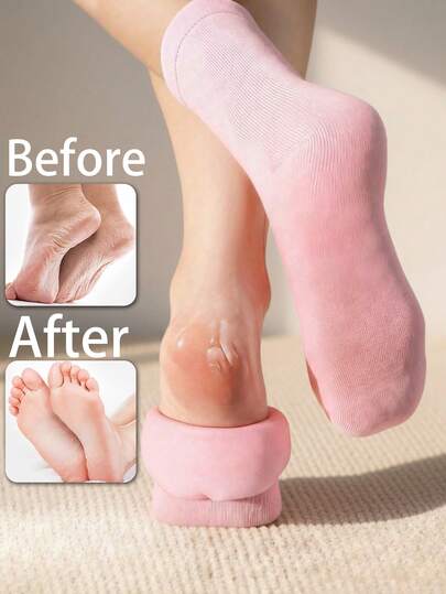 1pair Gel Moisturizing Relief Socks, Whitening & Moisturizing For Dry, Gel Heel & Leg Warmer For Foot Hydration, Foot Spa, Home Foot Care, Christmas Gifts, Foot Skin Care