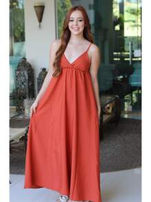 Women's Backless Dress With Long, Loose Neckline And Thin Straps - 查看 2
