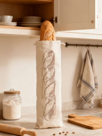 1pc Ecobake Reusable Linen Bread Bag, Food- Rectangle Storage Pouch For Artisan Bread, Unbleached Homemade Bread Keeper,Reusable Produce Bag