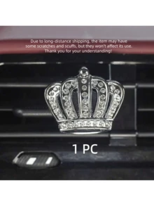 Car Air Vent Decor Metal Crown Rhinestone Decoration, Unisex Car Interior Accessories,Car Accessories,Car Decor,Car Accessories For Women,Car Essentials,Dryer Vent Cleaner.