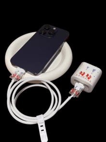 5pcs/Set Christmas Series Charging Port Cover & Anti-Break Cable Protector For IPhone11/12/13/14/15/16 Pro Max/Plus, 2-In-1 Protective Case Combo, Fits US 18W/20W Chargers - Multicolor - View 4