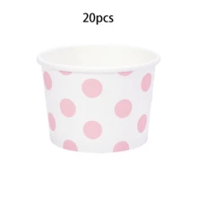 10pcs/20pcs/50pcs Light Pink Dot Paper Ice Cream Cups White And Pink Dessert Bowls For Hot Or Cold Food Party Supplies Treat Cups For Sundae Frozen Yogurt Soup Birthday Babe Shower Wedding Party Favors - Pink - View 7